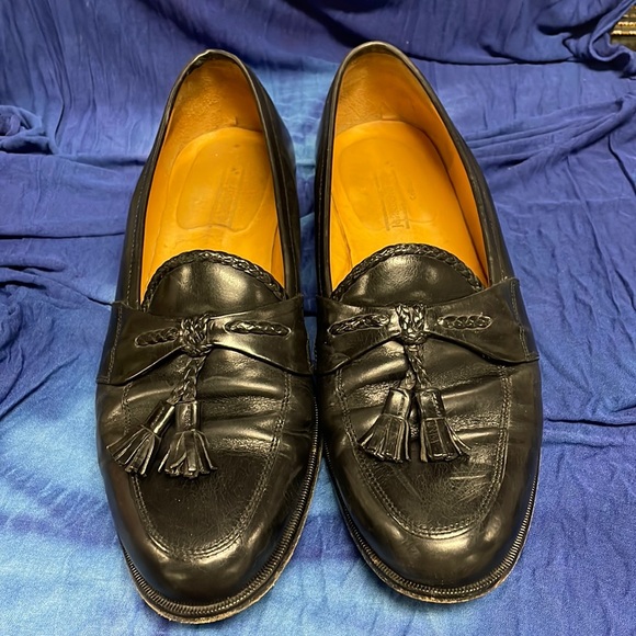 Johnston & Murphy Cellini Made In Italy Gator Textile Tassel Black Loafer Sz 10 - Picture 1 of 7